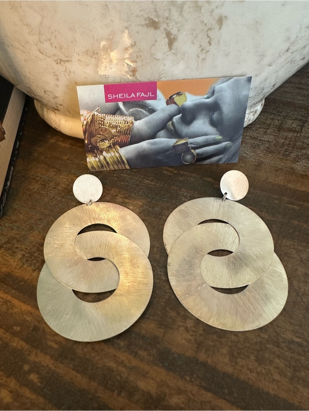 Sheila Fajl Brushed Gold Interlocking Circle Earrings